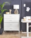 Miniatyrbilde 2 av 11: Kommode med 4 skuffer Hvit Metall Oppbevaringsskap Industriell Hjemmekontor Stue