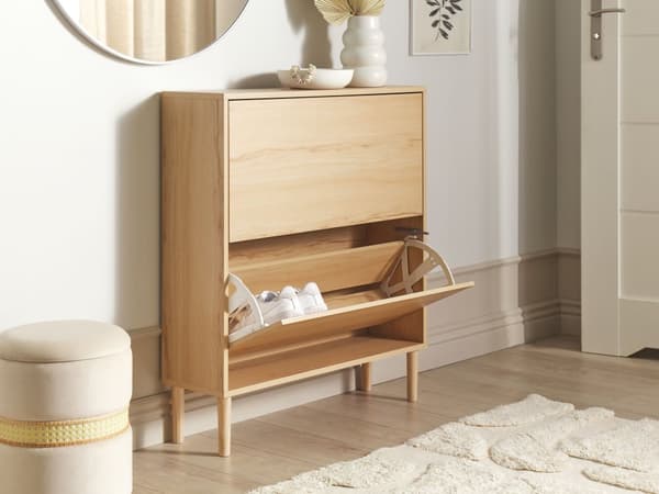 Skooppbevaringsskap Lyst Tre Sponplate Ben av gummitre 2 rom Moderne Design Hall