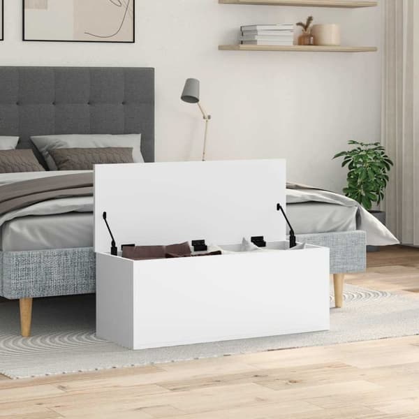 vidaXL Oppbevaringsboks hvit 90x35x35 cm konstruert tre