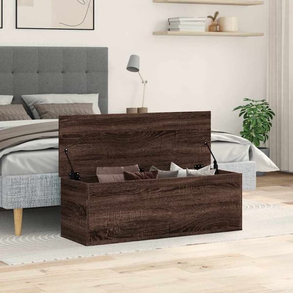 vidaXL opbevaringsboks 102x35x35 cm konstrueret træ brun egetræsfarve
