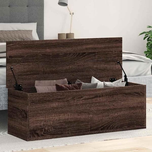 vidaXL opbevaringsboks 102x35x35 cm konstrueret træ brun egetræsfarve
