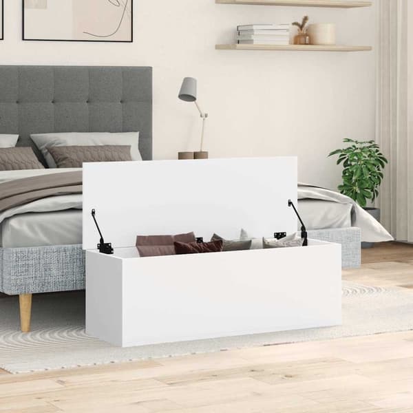 vidaXL Förvaringslåda vit 102x35x35 cm konstruerat trä