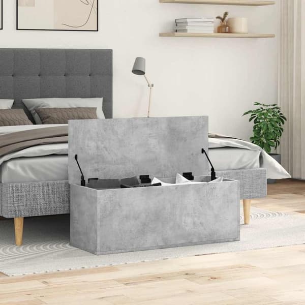 vidaXL Oppbevaringsboks betonggrå 90x35x35 cm konstruert tre