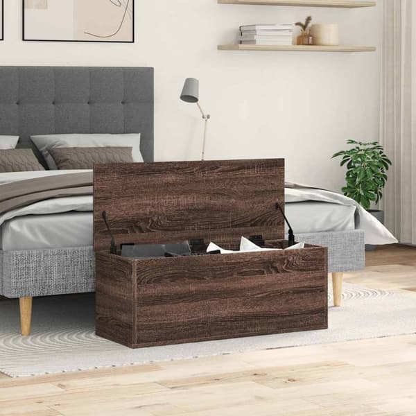 vidaXL Oppbevaringsboks brun eik 90x35x35 cm konstruert tre