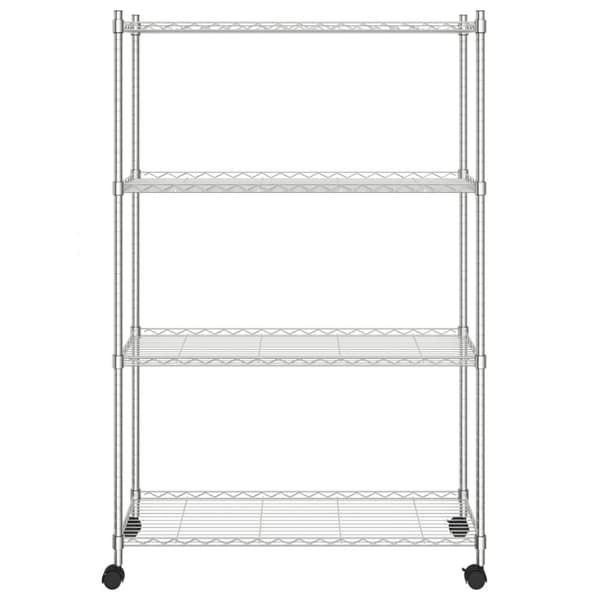 opbevaringsstativ med hjul 90x35x142 cm 200 kg 4 niveauer krom