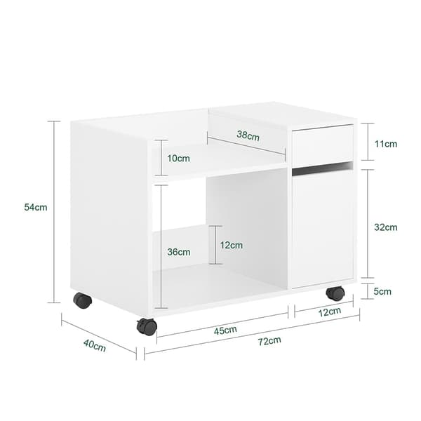 SoBuy Arkivskab Printer Stand Mobilt Arkivskab Sidebord ASK02-W