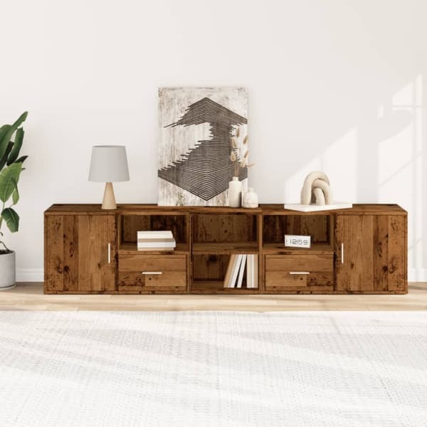 vidaXL Hörnskåp åldrat trä 200x40x45 cm konstruerat trä