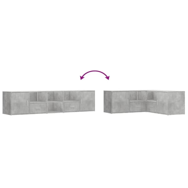 vidaXL Hjørneskap betonggrå 200x40x45 cm konstruert tre