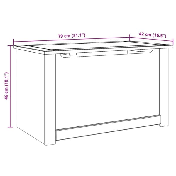 vidaXL Förvaringslåda med lock Panama 79x42x46 cm massiv furu