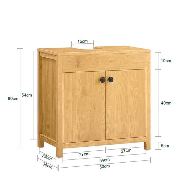 Rootz badeværelsesopbevaringsskab - Skab under vask - Organizer - Justerbar hylde - MDF,E1 - PB,E1 - Vægt 13,8 kg - 60 cm x 60 cm x 35 cm