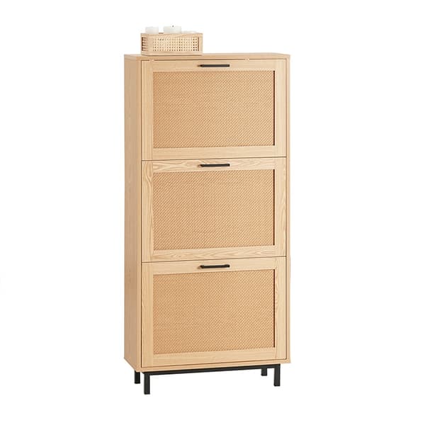 Rootz skoskab - Entryway Organizer - Skoopbevaring - MDF(PDF) - PVC Rattan - Metal - 60cm x 127cm x 24cm