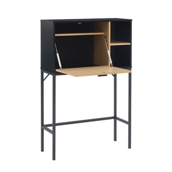 Sekreterare - BAÏTA - SMART - 1 dörr - Svart och träeffekt - L75 x D29,5 x H116,5 cm