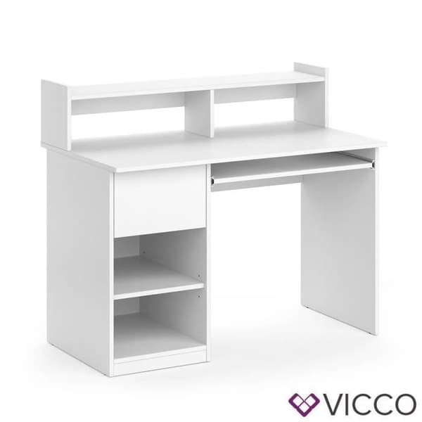VICCO Keno arbetsbord - Vit - Datorbord med förvaring