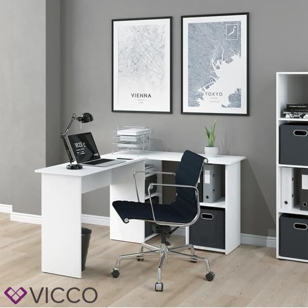 VICCO CARLO hörnskrivbord - Vit - Modern design - 136 x 73 x 112 cm