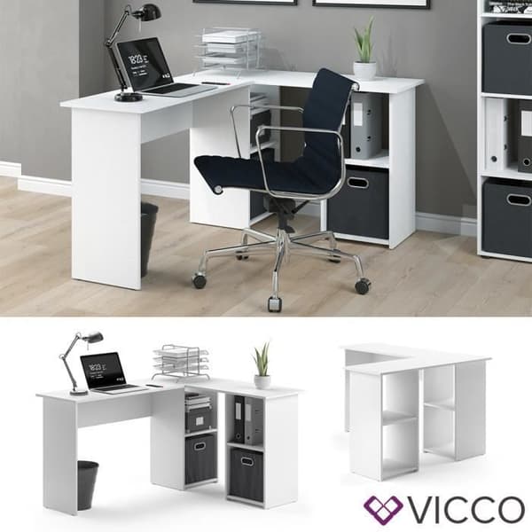 VICCO CARLO hörnskrivbord - Vit - Modern design - 136 x 73 x 112 cm