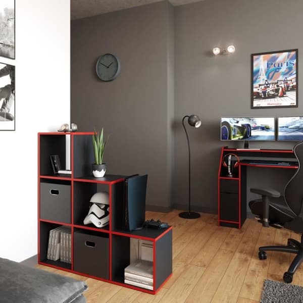 VICCO Staircase Hylla - Svart med gröna kanter - 6 Fack Divider Unit