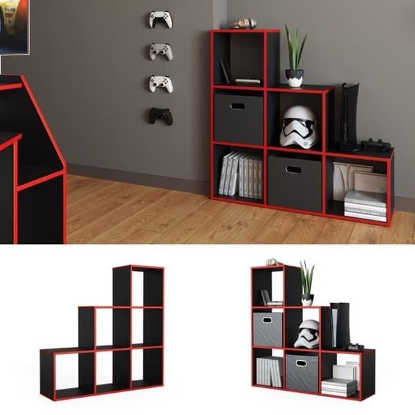 VICCO Staircase Hylla - Svart med gröna kanter - 6 Fack Divider Unit