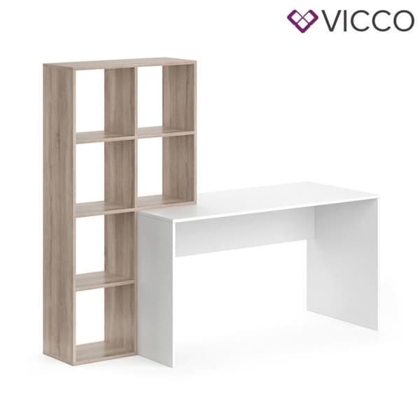 Skrivbord + hyllset - VICCO - Mara - Vit - Sonoma - Contemporary - Design
