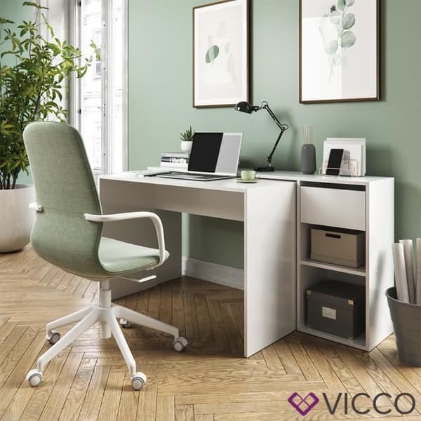 VICCO Ben utdragbart datorbord - Vit - 145 x 75,8 x 46,4 cm - Trä - Spånskiva