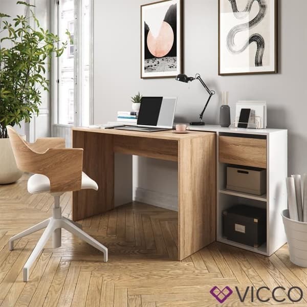 VICCO Ben Datorbord - Utdragbart - Arbetsbord - Vit/Sonoma