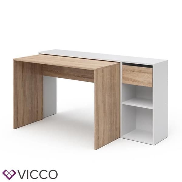 VICCO Ben Datorbord - Utdragbart - Arbetsbord - Vit/Sonoma