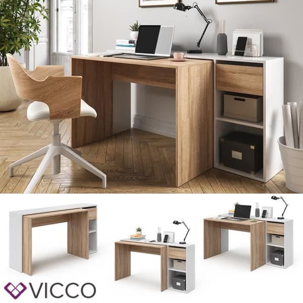 VICCO Ben Datorbord - Utdragbart - Arbetsbord - Vit/Sonoma