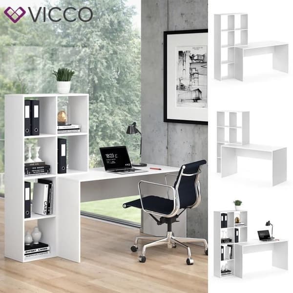 Skrivbord + hyllset - VICCO - Mara - Vit - Contemporary - Design