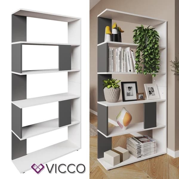 Vicco Skiljevägg som består av 5 bokhyllfack Vit antracit