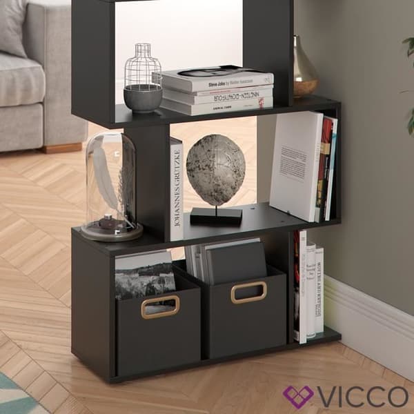 Vicco Partition Levio 6-fack mellanvägg bokhylla svart