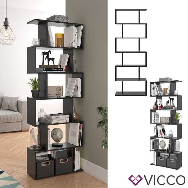 Vicco Partition Levio 6-fack mellanvägg bokhylla svart