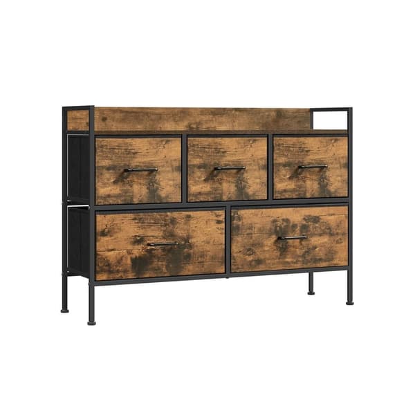 Rootz kommode med 4 skuffer - Opbevaringsskab - Kommode - Spånplader og MDF - Stålramme - Vintage brun & blæk sort - 29 cm x 98,2 cm x 70 cm