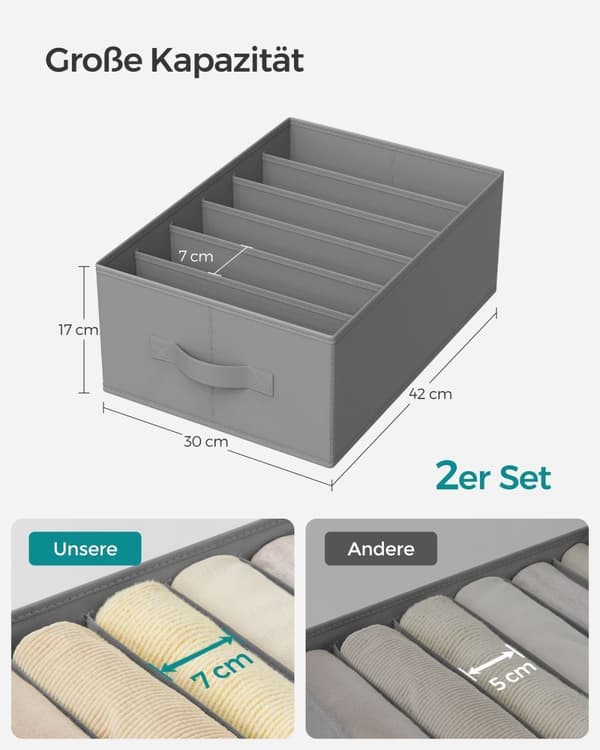 Rootz 4-pack garderobsarrangör - Förvaringslådor - Garderobsskåp - Ovävt tyg - 42cm x 30cm x 17cm