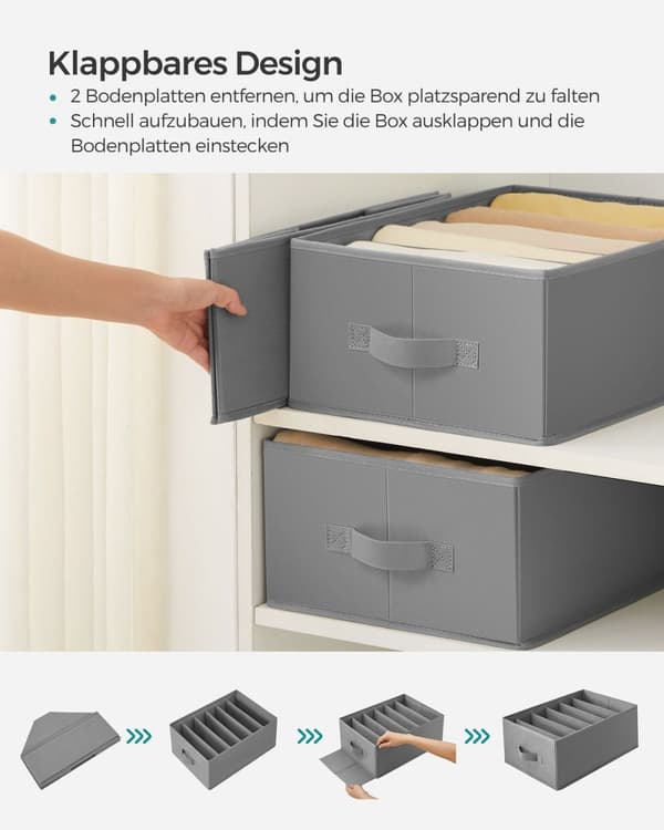 Rootz 4-pack garderobsarrangör - Förvaringslådor - Garderobsskåp - Ovävt tyg - 42cm x 30cm x 17cm