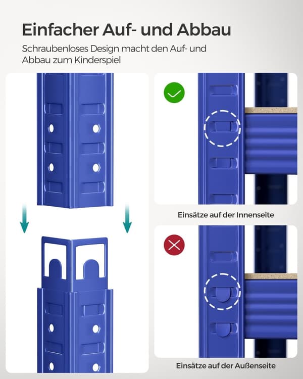 Rootz garageopbevaringsstativ - Stålreolsystem - Organiseringsværktøj - 175 kg Max belastning - 200 cm x 120 cm x 60 cm - Slidfast ramme