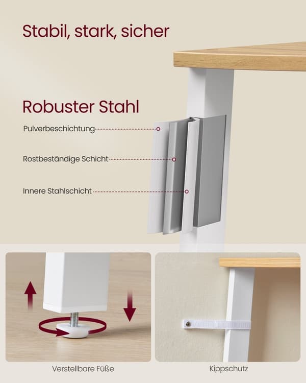 Rootz Hjørnehylde - Naturel Eg Farve - Mat hvid - Spånplade - Stål - Dekorativ hylde - 37,2 cm x 37,2 cm x 159 cm