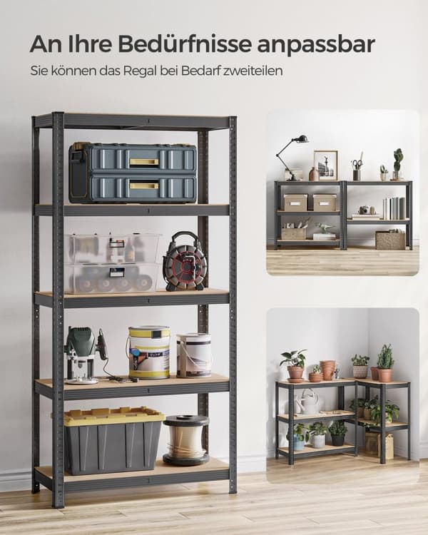Rootz Garageopbevaringsstativ - Reolsystem - Heavy-Duty Organizer - Forstærket stål - Justerbare hylder - 180cm x 90cm x 40cm
