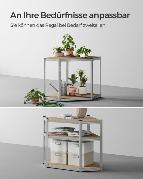 Rootz Hörnhylla - Galvaniserat stål - MDF - Hög bokhylla - 90cm x 90cm x 180cm