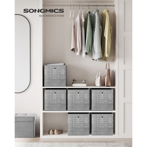 Rootz Set med 6 fläckiga grå förvaringslådor - Kartongförpackningar - Non-Woven Bins - Heavy-Duty - 33cm x 33cm x 33cm
