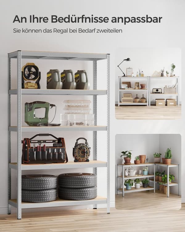Rootz Garage Förvaringsställ - Hylla - Hyllsystem - Stålram - MDF-hyllor - Rostbeständig - 200 cm x 120 cm x 60 cm