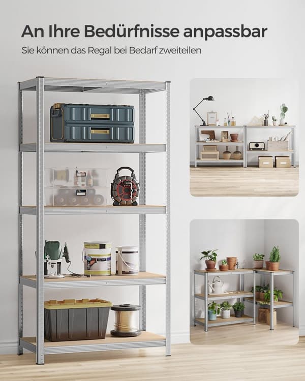 Rootz Garageopbevaringsstativ - Stålreolsystem - Justerbare hylder - Stærk støtte - Rustbestandig - 200 cm x 100 cm x 50 cm