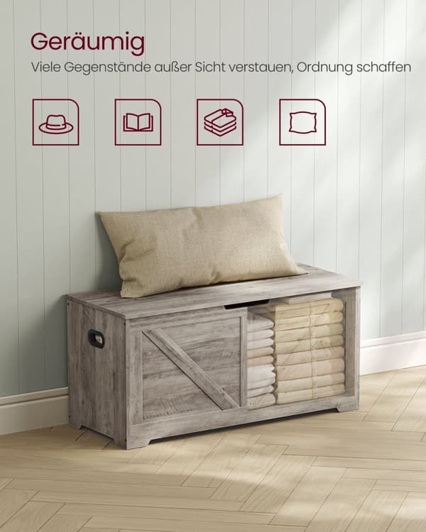 Rootz skobænk med sæde - Greige broget spånplade - Entryway Organizer - 40 cm x 100 cm x 46 cm - 19,5 kg - Maks. kapacitet 136 kg