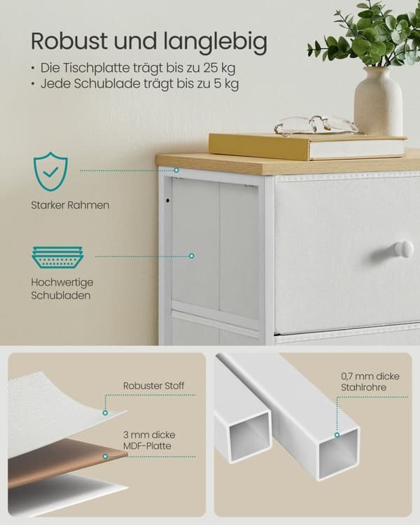 Rootz Opbevaringsskab - Organizer - Skuffekiste - Spånpladekonstruktion - 29,8 cm x 45 cm x 112,3 cm - Camel Yellow Creme White - 68 kg Kapacitet