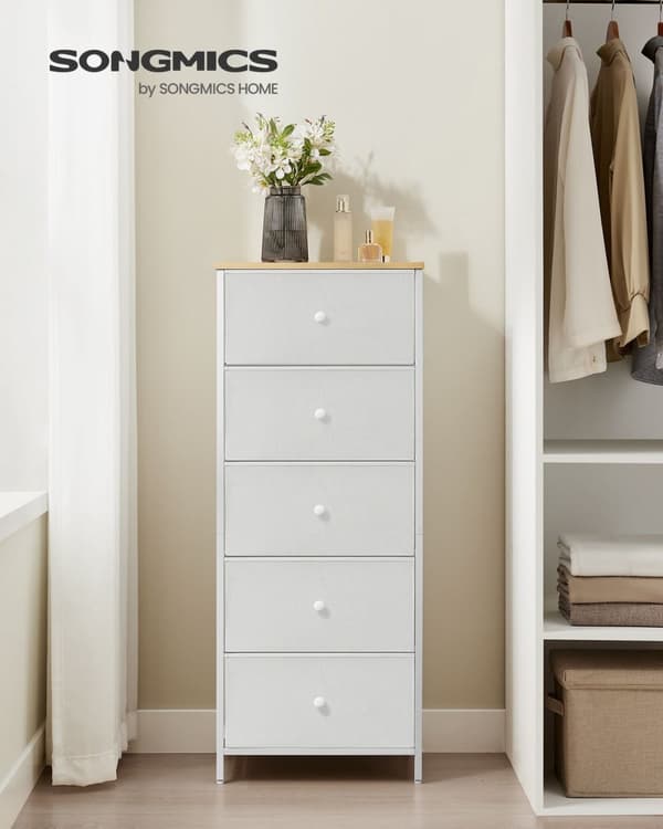 Rootz Opbevaringsskab - Organizer - Skuffekiste - Spånpladekonstruktion - 29,8 cm x 45 cm x 112,3 cm - Camel Yellow Creme White - 68 kg Kapacitet