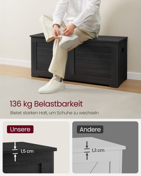 Rootz-kenkäpenkkijärjestäjä - Sisääntulon säilytystila - Lastulevy - Materiaali - 40 cm x 100 cm x 46 cm - Ebony Black - 136 kg Suurin kuormitus - 19,