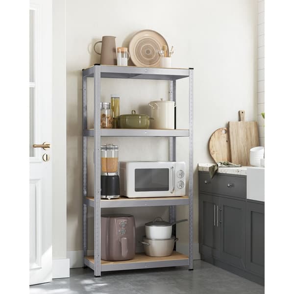 Rootz Opbevaringsstativ - Reol - Metalhylder - Heavy Duty - 40 cm x 80 cm x 160 cm - Galvaniseret stål - MDF - 10 kg - Sølv