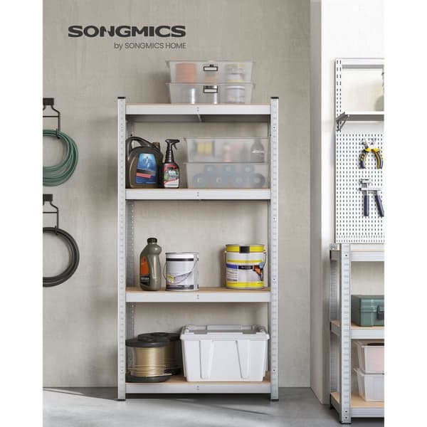 Rootz Opbevaringsstativ - Reol - Metalhylder - Heavy Duty - 40 cm x 80 cm x 160 cm - Galvaniseret stål - MDF - 10 kg - Sølv
