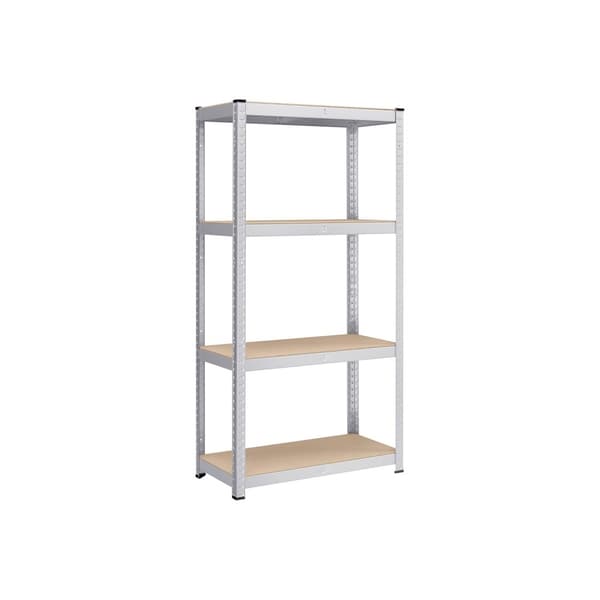 Rootz-säilytysteline - hyllytaso - metallihyllyt - Heavy Duty - 40cm x 80cm x 160cm - Galvanoitu teräs - MDF - 10kg - hopea