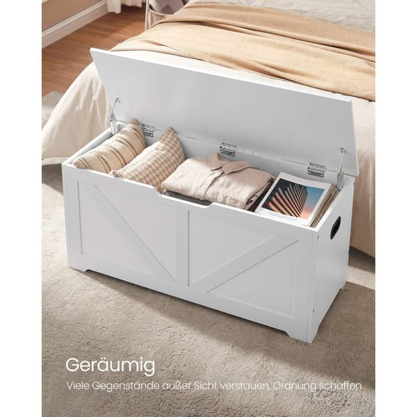 Rootz Skobänk med sits - Entréorganisator - Förvaringsbänk - Spånskiva - 40 cm x 100 cm x 46 cm - Matt vit - 136 kg Kapacitet - 19,5 kg - Enkel monter