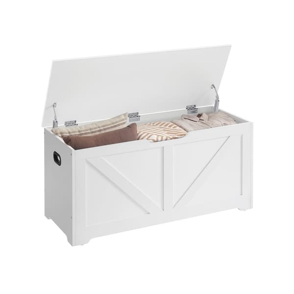Rootz Skobänk med sits - Entréorganisator - Förvaringsbänk - Spånskiva - 40 cm x 100 cm x 46 cm - Matt vit - 136 kg Kapacitet - 19,5 kg - Enkel monter
