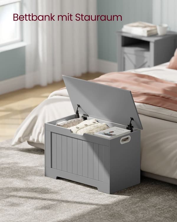 Rootz-kenkäpenkki istuimella - Sisääntulopenkki - Säilytyspenkki - Lastulevy materiaali - 40cm x 76cm x 48cm - Dove Grey - 13kg Paino - 136kg Kapasite